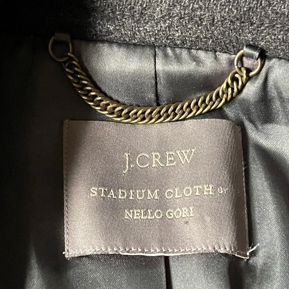 J. Crew Charcoal Dark Gray Stadium Cloth Nello Gore Wool Blend Pea Coat - Picture 5 of 11